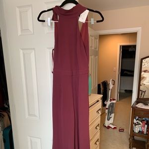 Plum high neck halter jumpsuit